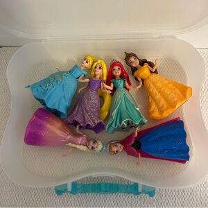 Disney Magiclip Princess doll lot with a few flaws & discoloring of some dresses